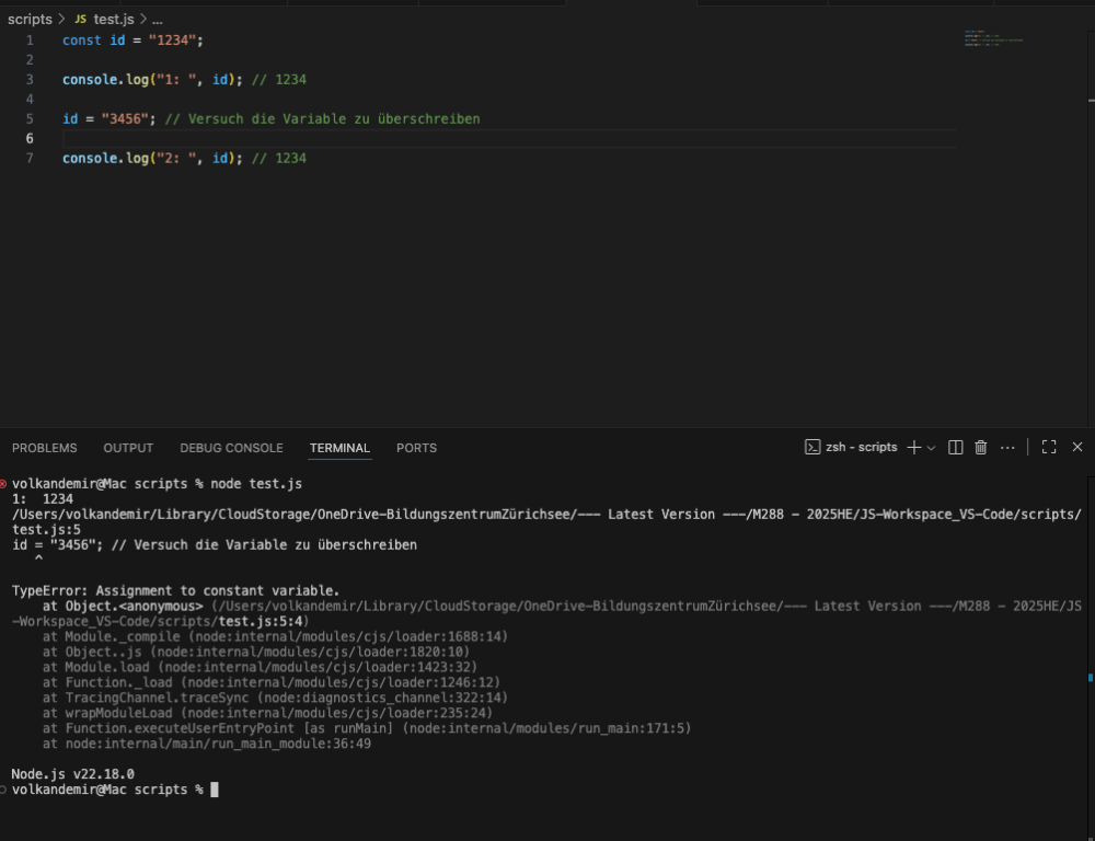  mit const deklarierte variable