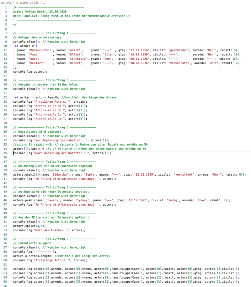 Gesamtlösung des Codes