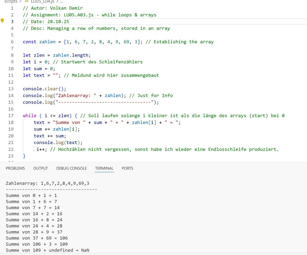 Lösung der Arrayausgabe mit einer While-Schleife  Lösung der Arrayausgabe mit einer While-Schleife