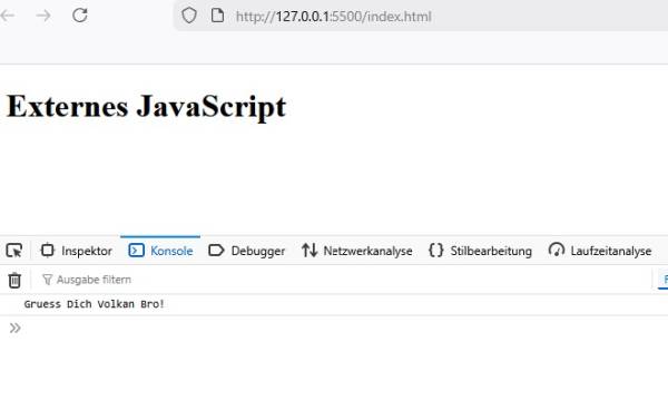 Aufgabenteil 2: Browserkonsolen-Ausgabe