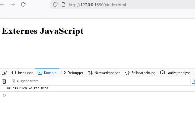  Aufgabenteil 2: Browserkonsolen-Ausgabe