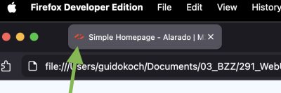 Screenshot mit Browsertab und Favicon