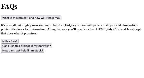  Ein einziges Panel soll offen sein.