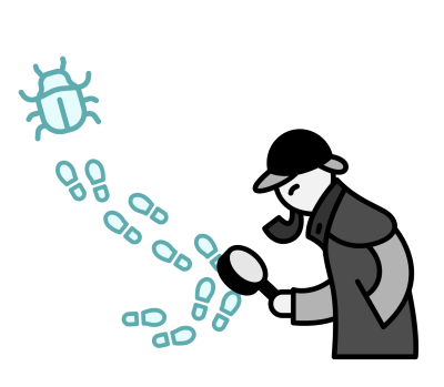  Debugging: wie ein Detektiv nach Spuren sucht, müssen auch Entwickler:innen den Fehlern auf die Suche gehen.