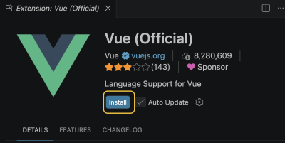 Vue extension installieren
