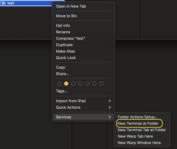  in Mac Terminal at Folder öffnen