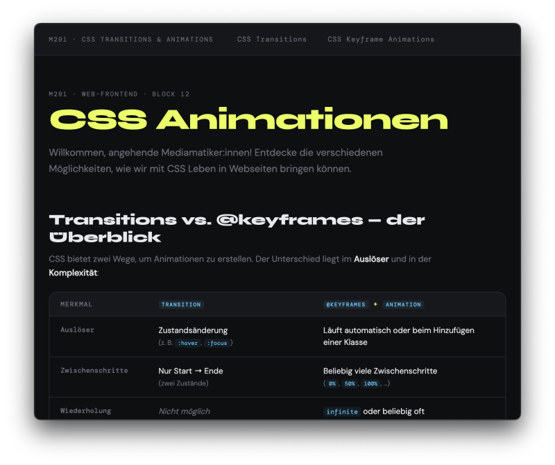  Link zur Demo-Seite für Animationen