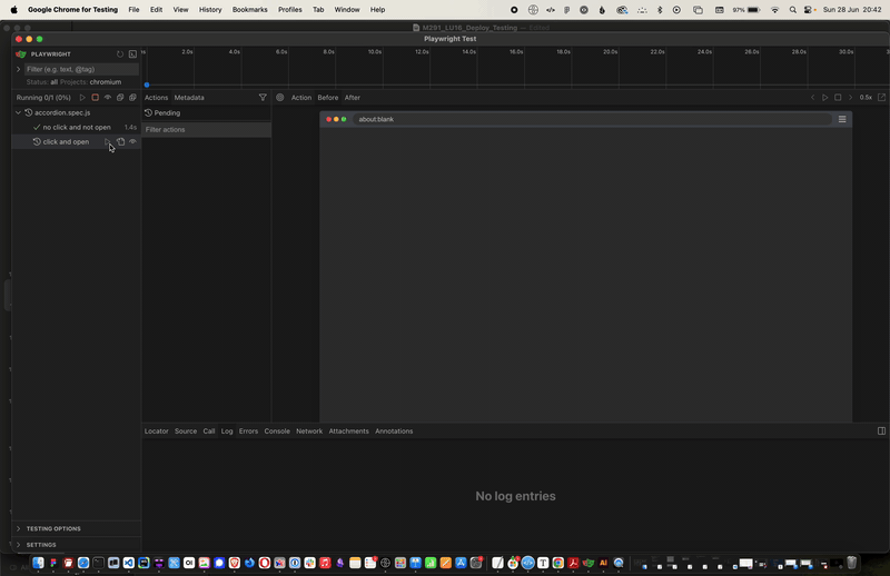  Playwright – UI mit laufendem Test 