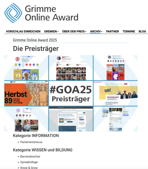 Grimme Online Award – Logo und Website Grimme Online Award – Logo und Website
