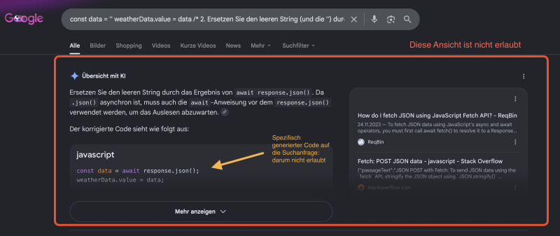 Google unerlaubte Suche Google unerlaubte Suche