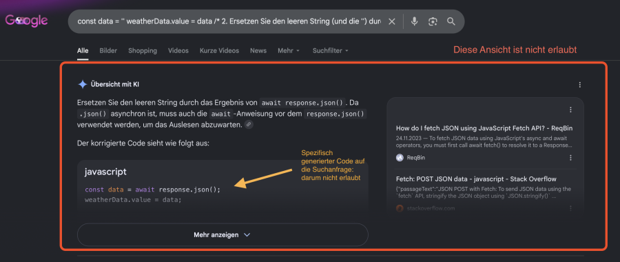 Google unerlaubte Suche Google unerlaubte Suche