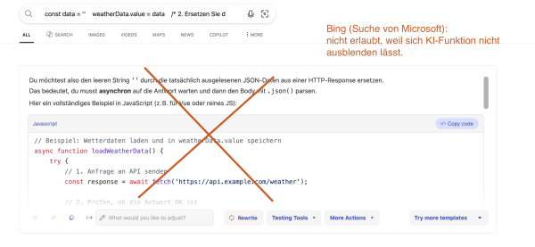 Bing unerlaubte Suche Bing unerlaubte Suche
