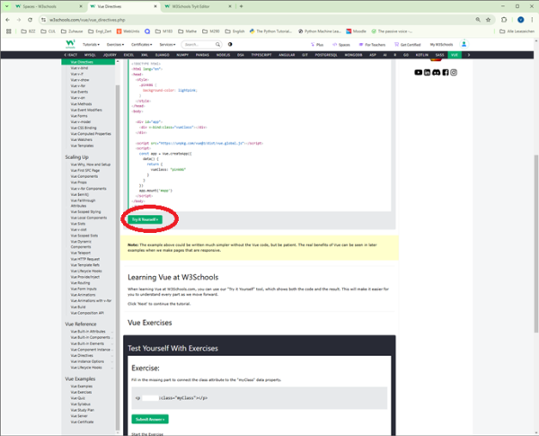  Click //Try it yourself// to get to the Vue playgound