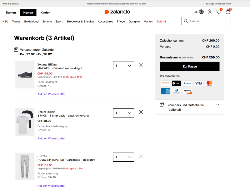  Webshop shopping cart