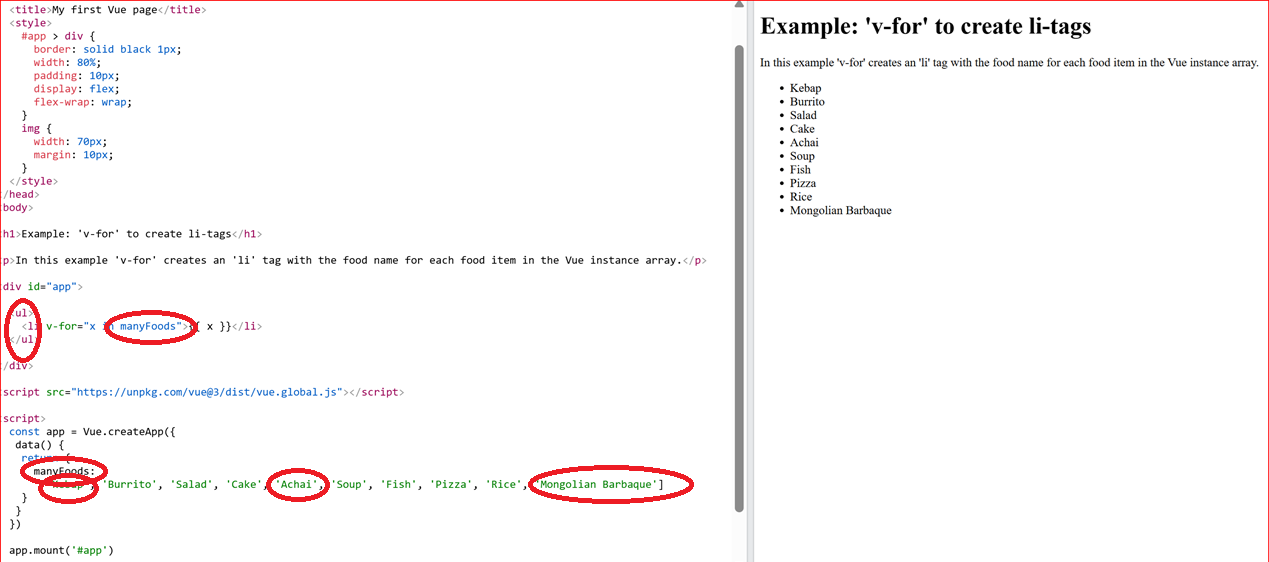  v-for list rendering
