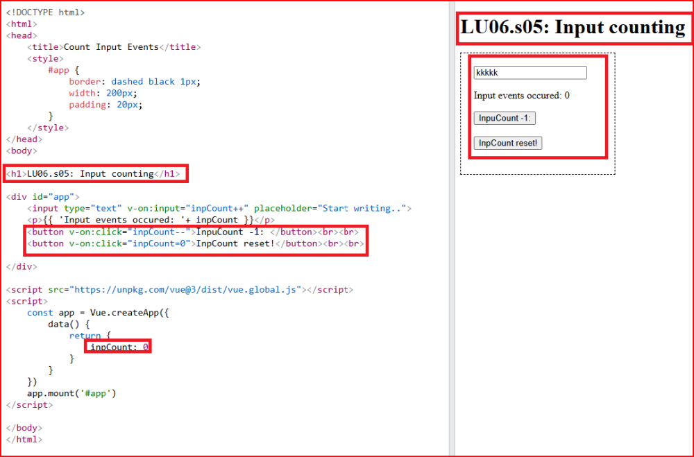 Solution executed in the W3School-Sandbox