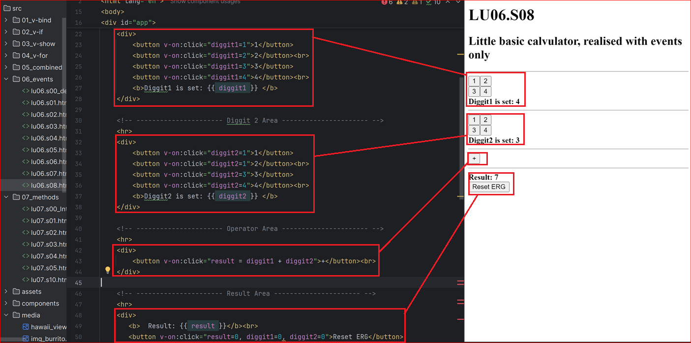  Source code for the basic calulator as a screenshot