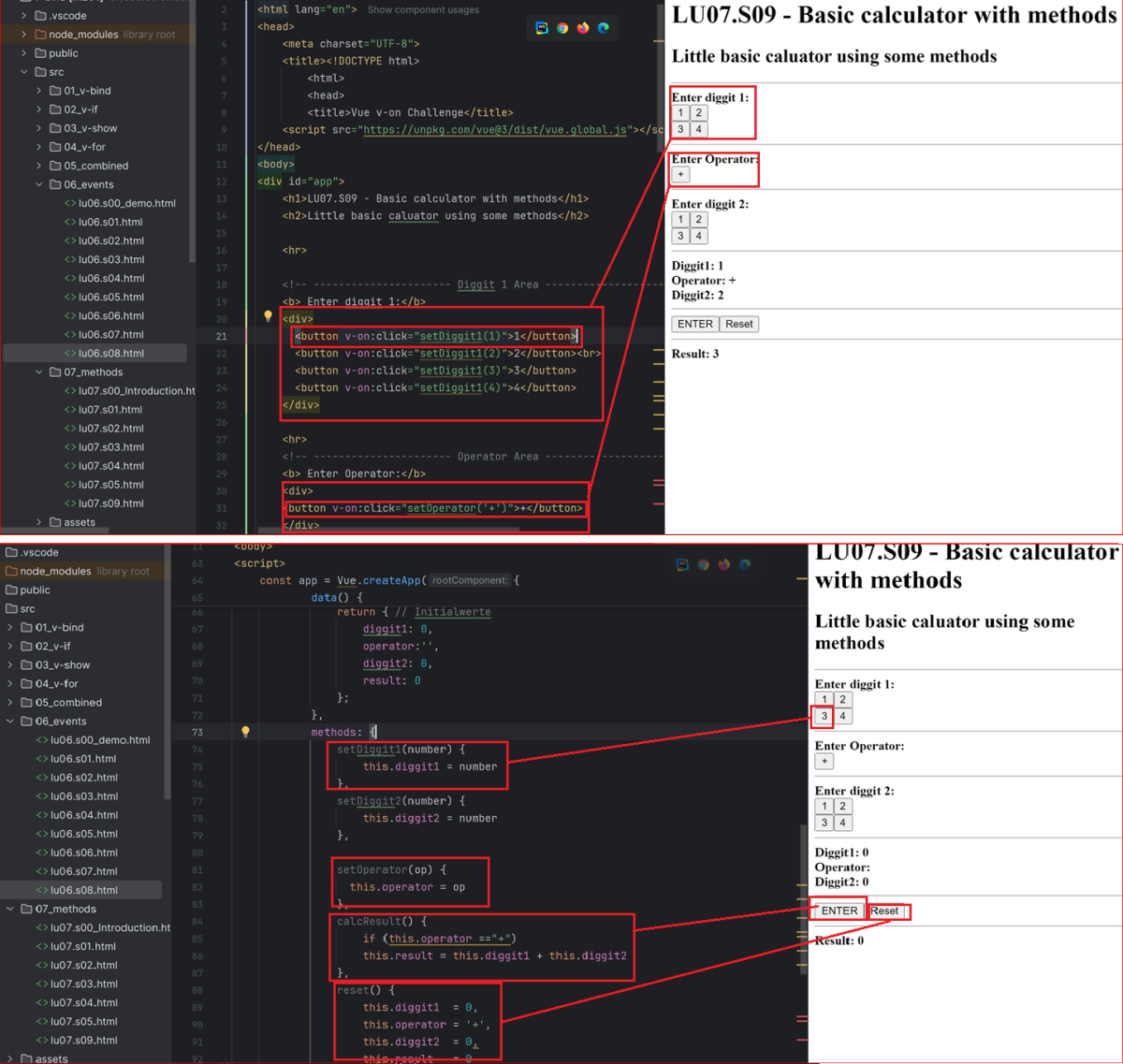 Solution of the assignment as screenshot