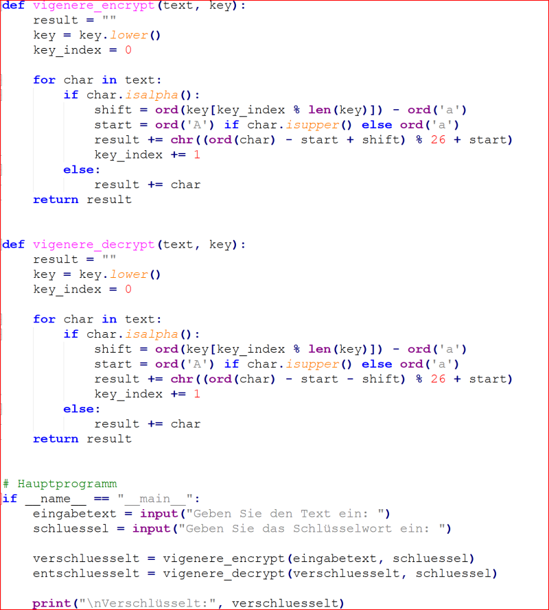 Vigenere Algorithmus 2