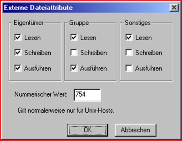Unix-Rechtevergabe via GUI