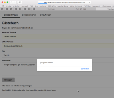 Abb-05: Nach dem Speichern und beim Laden der Seite macht sich das JavaScript bemerkbar.