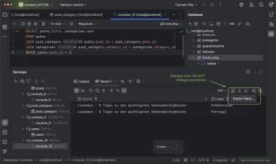  Export Data: SELECT-Resultat 