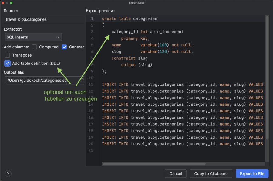  SQL Generator: travel_blog DDL 